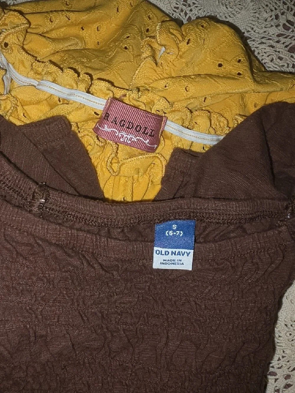 Old Navy Mustard Eyelet Puff-Sleeve Blouse